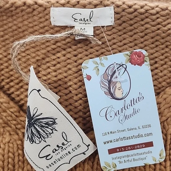 Easel Daisy Flower Applique Knit V-Neck Sweater New With Tags - Picture 10 of 12